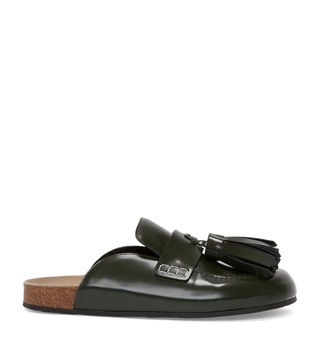 Patent Leather Tassel Loafer Mules