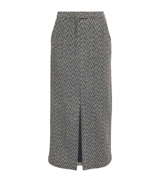 Wool-Blend Herringbone Skirt 