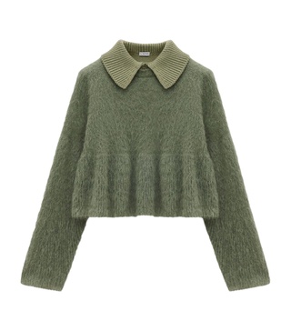 Mohair-Blend Polo Sweater