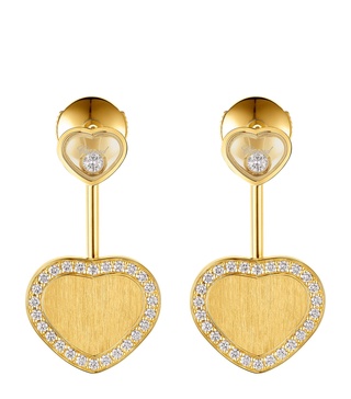 Yellow Gold and Diamond Happy Hearts Golden Hearts Earrings