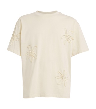 Flower-Embroidered T-Shirt