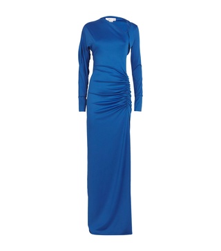 Slash-Neck Long-Sleeve Gown