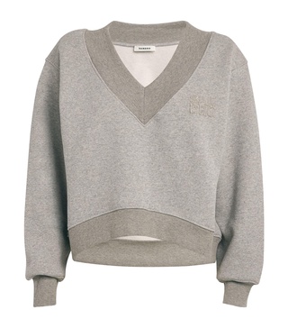 Cropped V-Neck Sweatshirt