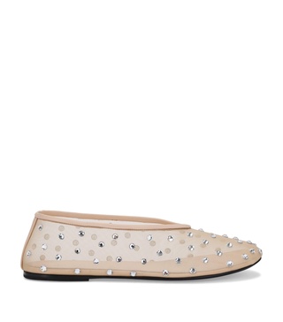 Mesh Crystal-Embellished Marcy Ballet Flats