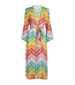 Rainbow Wrap-Around Kimono Maxi Dress