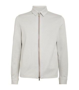 Silk-Cashmere Zip-Up Shirt