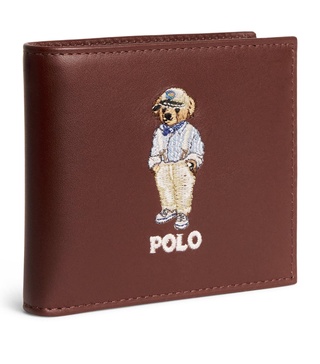 Leather Polo Bear Bifold Wallet