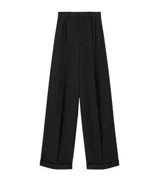 Cotton-Silk Gabardine Pleated Trousers