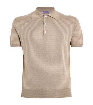 Silk-Cotton Striped Polo Shirt