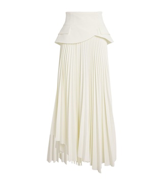 Asymmetric Pleated Maxi Skirt