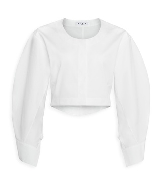 Puff-Sleeve Cropped Blouse