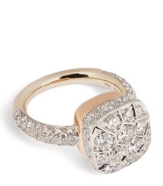 Mixed Gold and Diamond Nudo Solitaire Ring