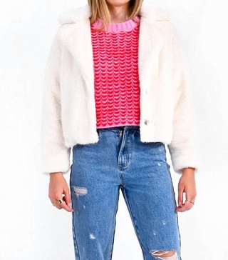 faux fur jacket in white