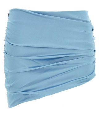 Alessandra Rich Ruched Asymmetric Mini Skirt