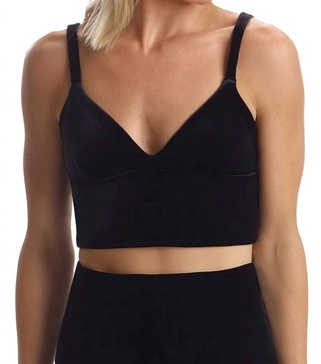 velvet longline bralette in black