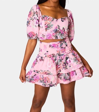 williams two-piece set top skirt in pink multi