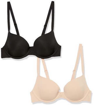 Amazon Essentials Women's Lightly Lined Plunge Bra, Pack of 2