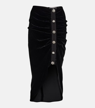 Ari embellished velvet midi skirt