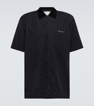 Striped twill bowling shirt