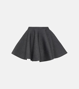 Ribbed-knit wool-blend miniskirt