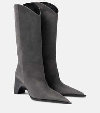 Bridge leather knee-high boots