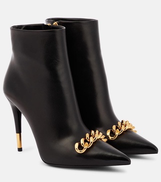 Chain leather ankle boots