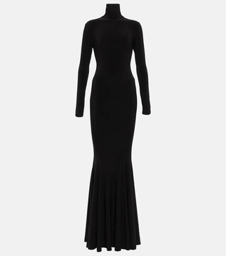 Turtleneck jersey gown