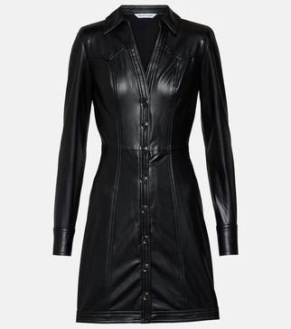 Garrett faux leather shirt dress