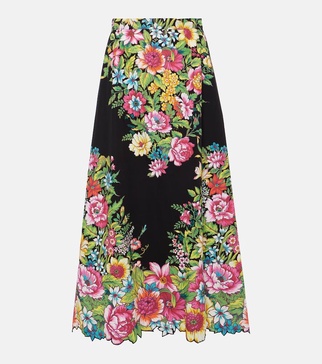 floral-print cotton maxi skirt