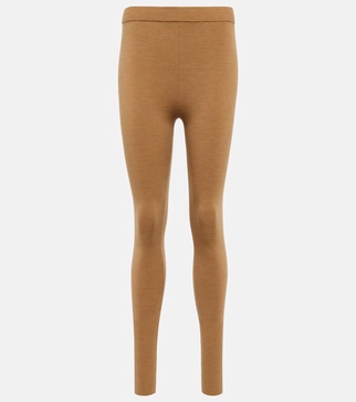 Gentle high-rise wool-blend leggings