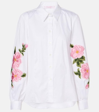 Puff-Sleeve Cotton-Blend Button-Down Shirt