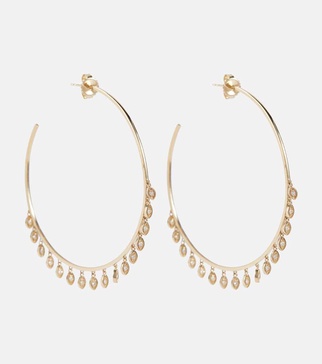 14kt gold hoop earrings with diamonds