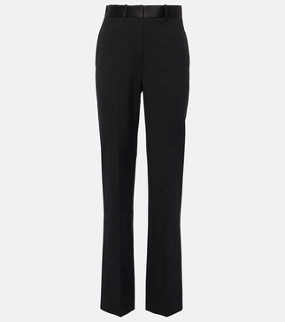 High-rise wool-blend straight pants