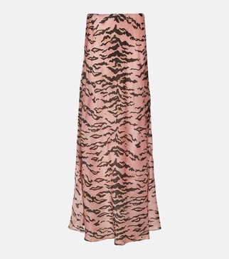 Matchmaker tiger-print silk maxi skirt