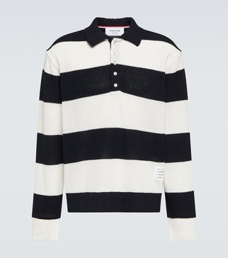 Striped cotton polo sweater