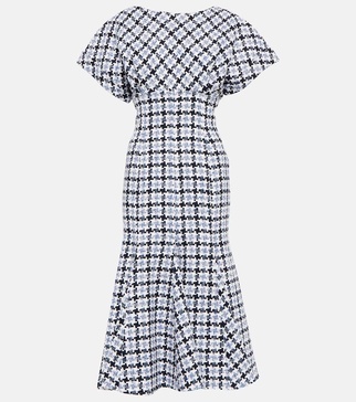 Houndstooth tweed midi dress