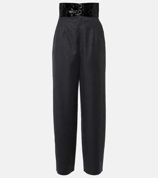 High-rise virgin wool straight pants