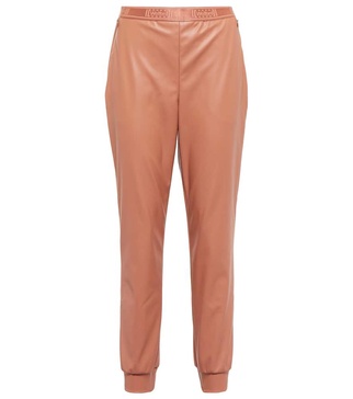 High-rise tapered faux leather pants