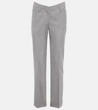 Pleated slim virgin wool pants