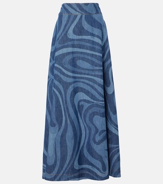 Marmo high-rise denim maxi skirt