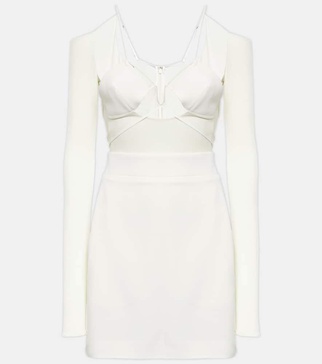 Bridal cutout crêpe minidress