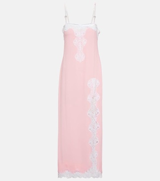 Lace-trimmed maxi slip dress