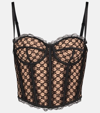 GG mesh and lace bustier