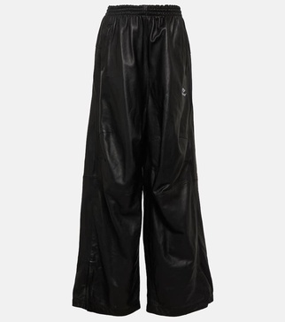 Wide-leg leather pants