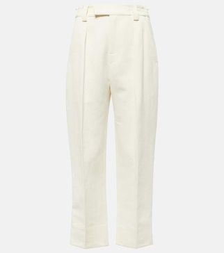 Linen and cotton straight pants