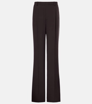 Pleated silk crêpe wide-leg pants