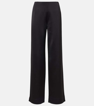 High-rise satin wide-leg pants