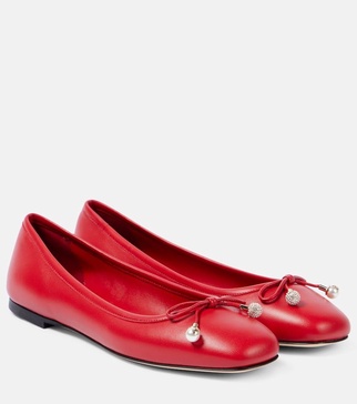 Elme bow-detail leather ballet flats