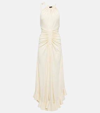 Ruched crepe maxi dress