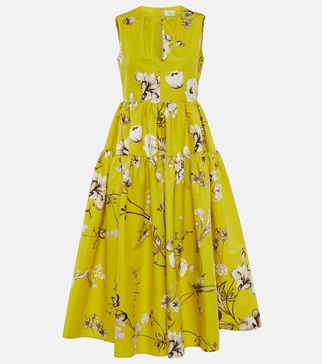 Eleonore floral cotton faille midi dress